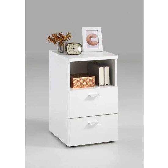 Bestes Angebot ⌛ FMD Möbel COLIMA 1 Nachtkonsole Mit 2 Schubkästen Und 1 Offenen Fach - Weiß - Maße: 35 Cm X 61,5 Cm X 39,9 Cm; 652-001 🔔