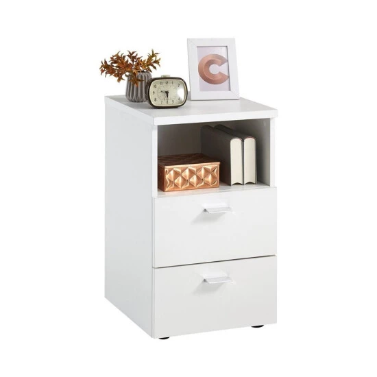 Bestes Angebot ⌛ FMD Möbel COLIMA 1 Nachtkonsole Mit 2 Schubkästen Und 1 Offenen Fach - Weiß - Maße: 35 Cm X 61,5 Cm X 39,9 Cm; 652-001 🔔 – Bild 6