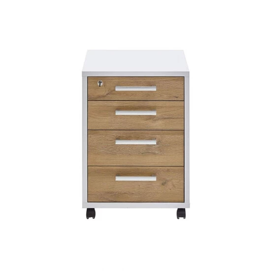 Auslauf 😍 FMD Möbel 3012-004 CALVIA Weiß / Alteiche Rollcontainer Schubladenwagen Druckerwagen Für Büro FMD 🔔 – Bild 5