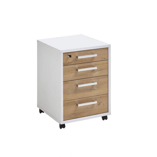 Auslauf 😍 FMD Möbel 3012-004 CALVIA Weiß / Alteiche Rollcontainer Schubladenwagen Druckerwagen Für Büro FMD 🔔 – Bild 7