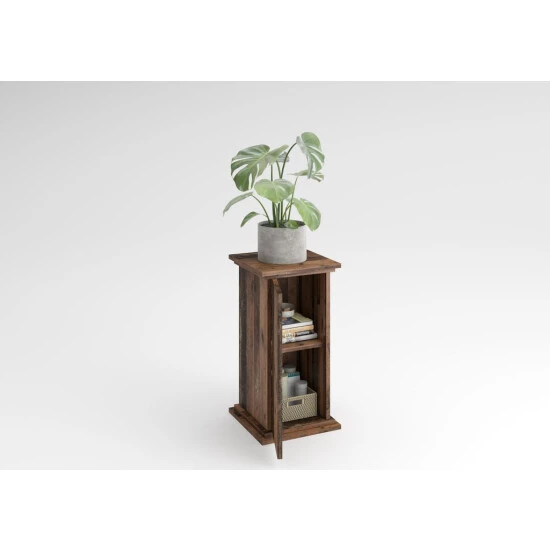 Großhandel 👍 FMD Möbel FMD Furniture Dekosäule Blumensäule 30 X 30 X 57,9 Cm In Old Style Dunkel, Mit 2 Ablagen Und Tür, Pflanzsäule 😉 – Bild 2