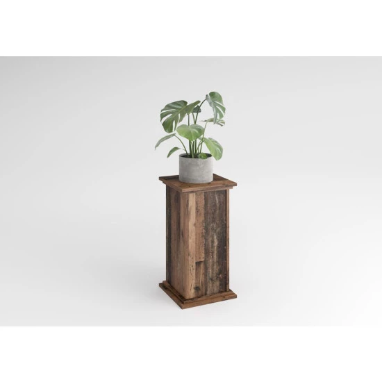 Großhandel 👍 FMD Möbel FMD Furniture Dekosäule Blumensäule 30 X 30 X 57,9 Cm In Old Style Dunkel, Mit 2 Ablagen Und Tür, Pflanzsäule 😉 – Bild 3