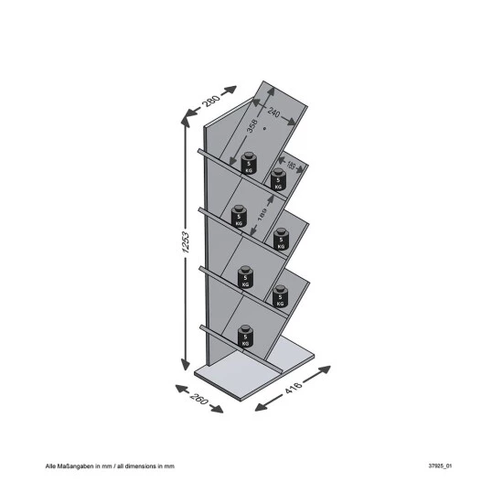 Beste Bewertungen von 🔥 FMD Möbel FMD Geometrisches Bücherregal Eiche-Optik Und Schwarz ✨ – Bild 6