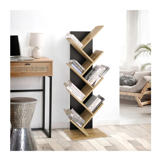 Beste Bewertungen von 🔥 FMD Möbel FMD Geometrisches Bücherregal Eiche-Optik Und Schwarz ✨ – Bild 7