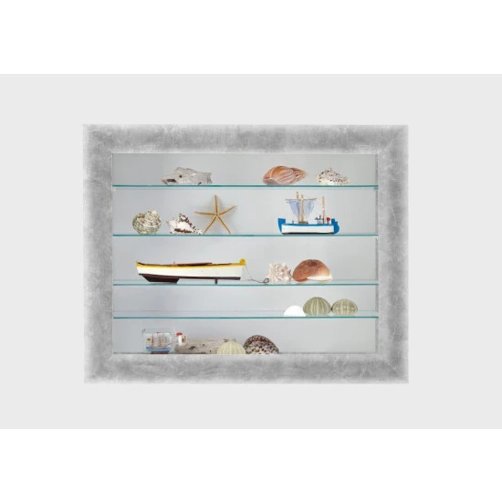 Schlussverkauf 🎁 FMD Möbel 109-010 BORA 10 Beton Grau LA / Weiß Vitrine Hängevitrine Sammlervitrine Glasvitrine FMD ❤️ – Bild 2