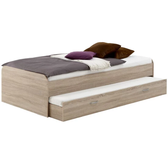 Aktion 👍 FMD Möbel PEDRO 4 Bett Mit Gästeliege - Eiche - Maße: 94 Cm X 50,5 Cm X 203 Cm; 800-004 😀 – Bild 2