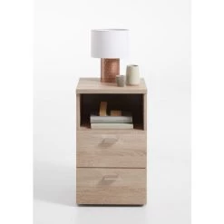 Rabatt ⌛ FMD Möbel COLIMA 1 Nachtkonsole Mit 2 Schubkästen Und 1 Offenen Fach - Eiche - Maße: 35 Cm X 61,5 Cm X 39,9 Cm; 652-001 👍