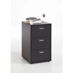 Brandneu 😀 FMD Möbel VIRGINIA 1 Nachkonsole Mit 3 Schubkästen - Schwarz - Maße: 35 Cm X 62,4 Cm X 39,9 Cm; 642-001 👍