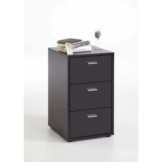 Brandneu 😀 FMD Möbel VIRGINIA 1 Nachkonsole Mit 3 Schubkästen - Schwarz - Maße: 35 Cm X 62,4 Cm X 39,9 Cm; 642-001 👍