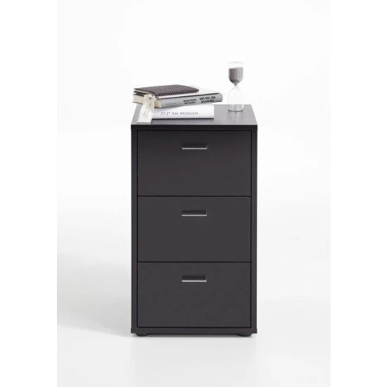 Brandneu 😀 FMD Möbel VIRGINIA 1 Nachkonsole Mit 3 Schubkästen - Schwarz - Maße: 35 Cm X 62,4 Cm X 39,9 Cm; 642-001 👍 – Bild 2