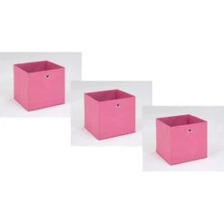 Blitzangebot 🌟 FMD Möbel 3 - Er Set PINK Korb Regalkorb Stoffkorb Einschubkorb Mega Ca. 32.5 X 32.5 X 32.5 Cm 🔔