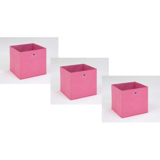 Blitzangebot 🌟 FMD Möbel 3 - Er Set PINK Korb Regalkorb Stoffkorb Einschubkorb Mega Ca. 32.5 X 32.5 X 32.5 Cm 🔔