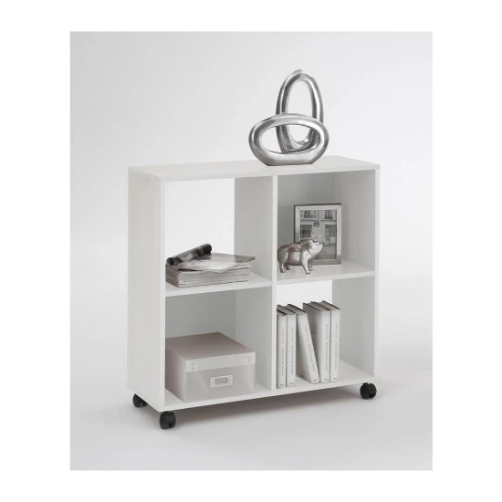 Rabatt 😉 FMD Möbel FMD Regal Auf Rollen Mit 4 Fächern Weiß 🧨 – Bild 4