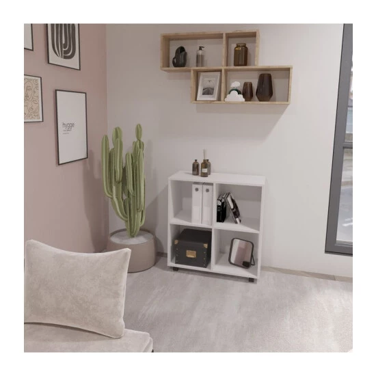 Rabatt 😉 FMD Möbel FMD Regal Auf Rollen Mit 4 Fächern Weiß 🧨 – Bild 5