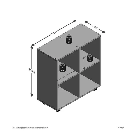 Rabatt 😉 FMD Möbel FMD Regal Auf Rollen Mit 4 Fächern Weiß 🧨 – Bild 6