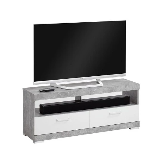 Bestes Angebot 🎉 FMD Möbel FMD TV/Hi-Fi-Standregal Betongrau Und Hochglanz-Weiß ✔️ – Bild 5