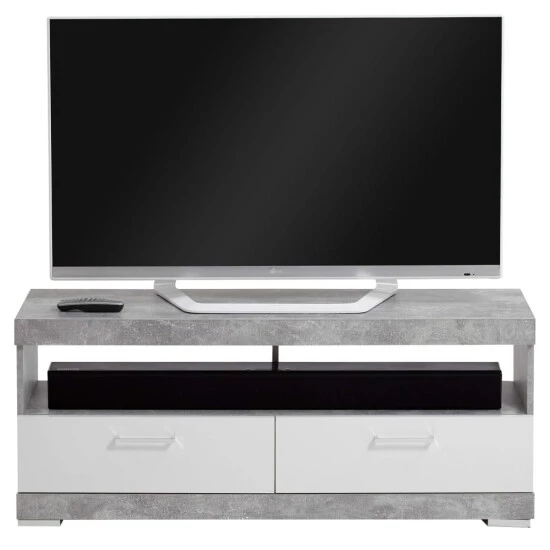 Bestes Angebot 🎉 FMD Möbel FMD TV/Hi-Fi-Standregal Betongrau Und Hochglanz-Weiß ✔️ – Bild 6