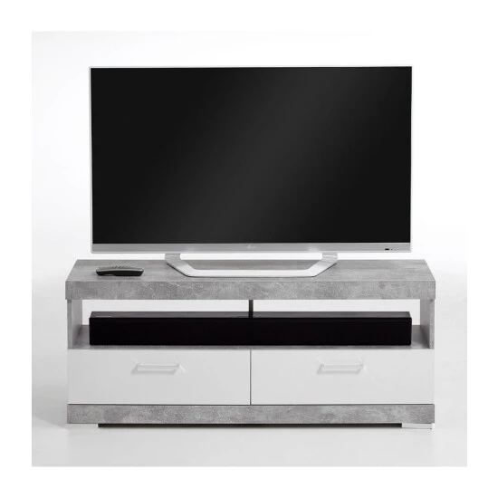 Bestes Angebot 🎉 FMD Möbel FMD TV/Hi-Fi-Standregal Betongrau Und Hochglanz-Weiß ✔️ – Bild 7