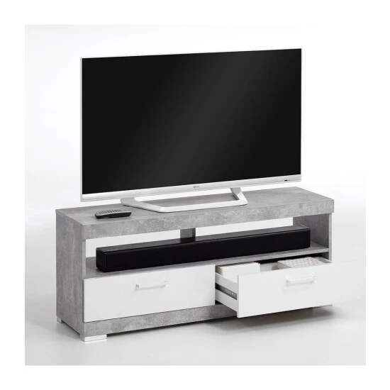 Bestes Angebot 🎉 FMD Möbel FMD TV/Hi-Fi-Standregal Betongrau Und Hochglanz-Weiß ✔️ – Bild 8