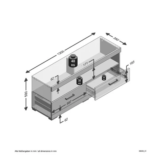 Bestes Angebot 🎉 FMD Möbel FMD TV/Hi-Fi-Standregal Betongrau Und Hochglanz-Weiß ✔️ – Bild 9