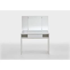 Neu ⌛ FMD Möbel FMD Furniture Schminktisch Kosmetiktisch In Edelglanz Weiß Mit Klappbaren Spiegel, Fächern Und Schublade 136 X 100 X 41,4 Cm Konsole Platz Für Schminkutensilien Jugendzimmer Teenager 🛒