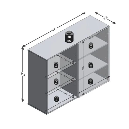 Billig 😀 FMD Möbel FMD Kommode 1 Tür Und Offene Fächer Schwarz 😀 – Bild 9