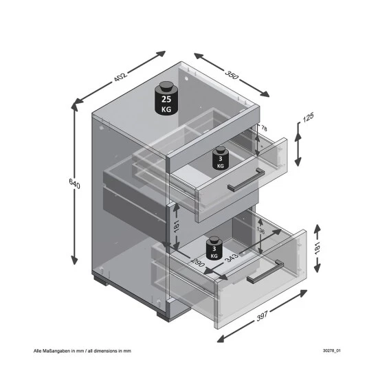 Brandneu ⭐ FMD Möbel FMD Nachtkommode Mit 3 Schubladen Betongrau Und Hochglanz-Weiß 🎉 – Bild 11